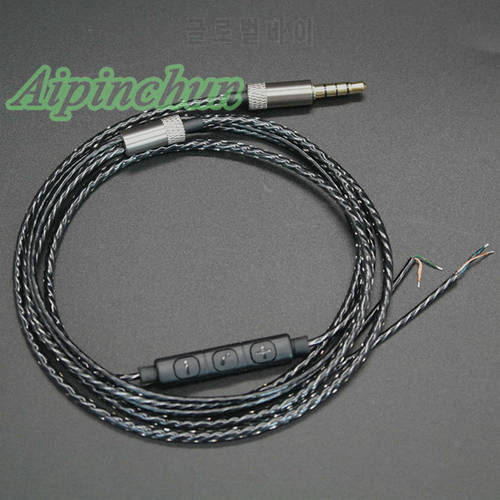 Aipinchun 3.5mm 4-Pole Jack DIY Earphone Audio Cable w/ Controller Repair Replacement Headphone 18 Copper Core Wire 127cm AA0209