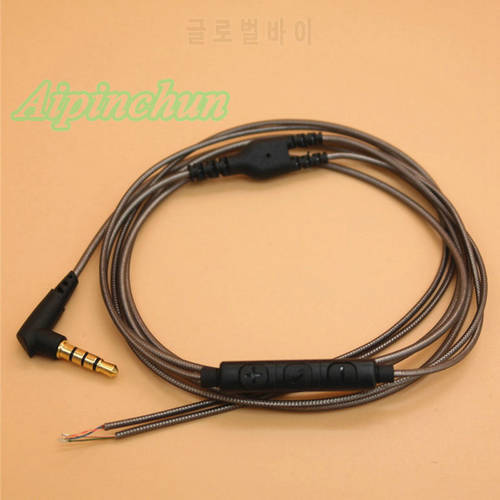 Aipinchun 3.5mm DIY Earphone Audio Cable with Mic Controller 126cm Repair Replacement Headphone Wire CTIA Standard Jack AA0203