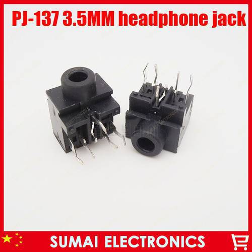 Free shipping New 3.5MM 5-foot Audio Connector DIP Stereo Headphone Jack PJ317.colour Black 100pcs/lot