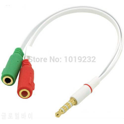Free Shipping PC Computer Headset to 3.5mm Smartphone Adapter Dual 3.5mm to 3.5mm adapter cable gold plated adapter cable