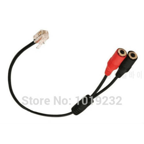 Free Shipping Dual 3.5mm PC Female Jack to RJ9 Plug for Analog PC Headset to Telephone Headset Computer 3.5mm to RJ9 adapter