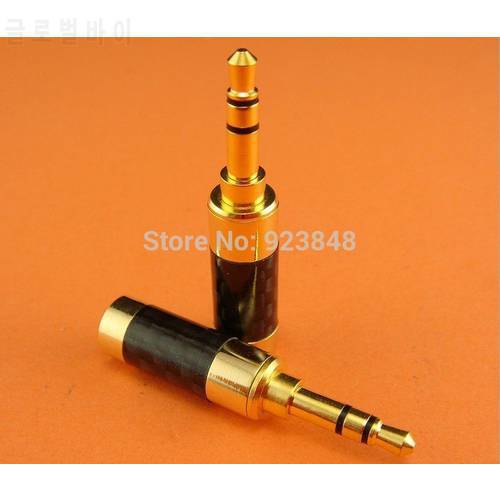 DIP Three gold-plated carbon fiber 3.5mm plug 4mm / 6mm End mouth High-end stereo headphone plug 1pcs