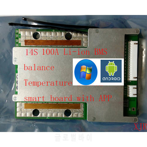 14S 100A lipo lithium Polymer BMS/PCM/PCB battery protection board for 18650 Li-ion Battery Cell w/ Balance w/APP