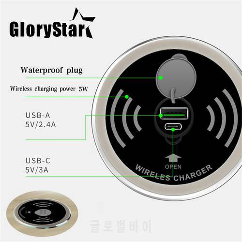 Desktop Embedded Wireless Charger 3A Type C 2.4A USB Output Charger for Samsung iPhone PLUS max Cell Phone Desk Qi Charging Pad
