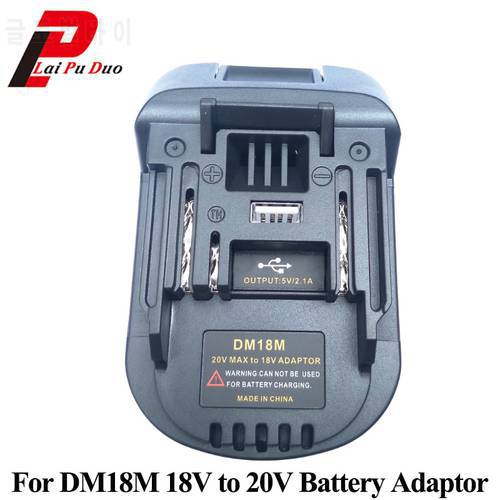 New 20V To 18V Battery Conversion Dm18M Li-Ion Charger Tool Adapter For Milwaukee For Makita Bl1830 Bl1850 Batteries