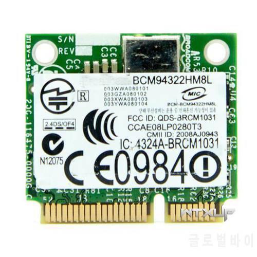 BCM94322HM8L 2.4&5G 300M BCM4322 Mini PCI-E DW1510 Free drivers Mac OS WiFi Wireless Network Card for hackintosh