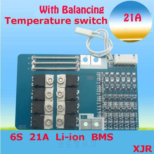 6S 21A 25.2V lipo lithium Polymer BMS/PCM/PCB battery protection circuit board for 6 Packs 18650 Li-ion Battery Cell w/ Balance