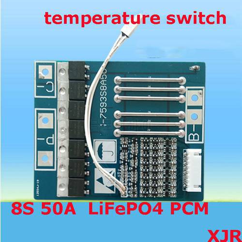 8S 50A LiFePO4 BMS/PCM/PCB battery protection board for 8 Packs 18650 Battery Cell w/ Temperature Switch