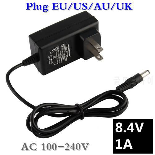 8.4V 7.4V 1A 18650 Lithium battery charger 5.5mm*2.1 Portable Charger EU/AU/US/UK Plug