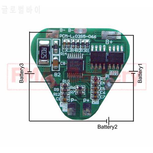 Protection Circuit Module Square PCM for 3S 10.8v 11.1v Li-ion Li-Po Battery Charging/Discharging/Short Circuit Control 4-7A SMF