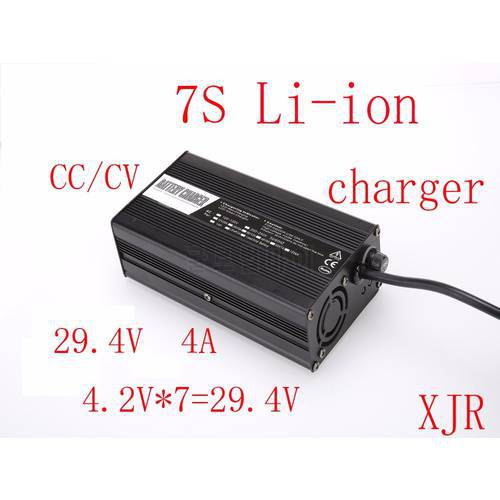 29.4V 4A charger for 7S Li-ion battery pack smart charger support CC/CV mode