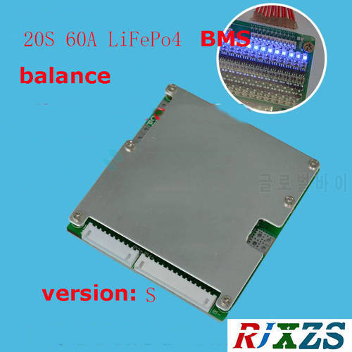 20S 60A version S LiFePO4 BMS/PCM/PCB battery protection board for 20 Packs 18650 Battery Cell w/ Balance
