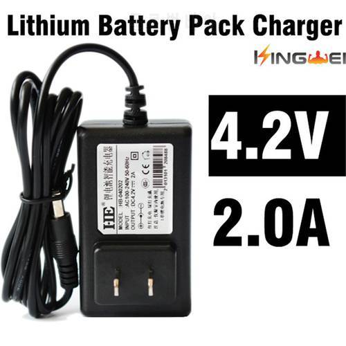 KingWei AC 100V-240V EU UK US plug 18650 lithium battery pack 4.2V 2A charger for Flashlight headlamp with wired
