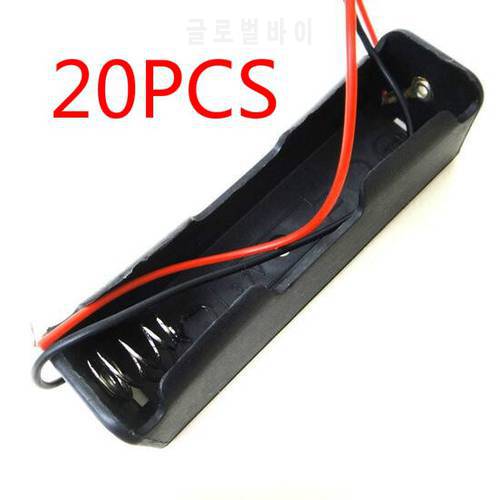 20 Pcs Small Box Plastic Shell Battery 1x18650 3.7V Case Holder Case Storage Clip Black With Wire