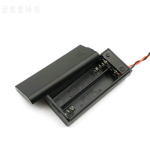 New 2 * AAA Battery Storage Case Box Holder for 2pcs AAA Batteries with ON/OFF Switch & Wire Leads Black Wholesale