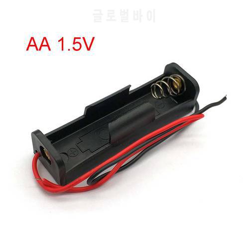 New Plastic AA Battery Case Holder Storage Box with Wire Leads for AA Batteries 1.5V Black