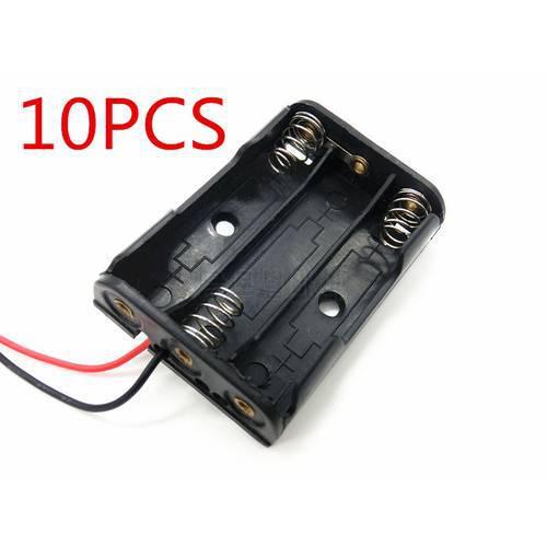 10PCS AAA Batteries Storage Case Plastic Box Holder with 6&39&39 Cable Lead for 3 x AAA Battery Soldering Connecting Black Digital