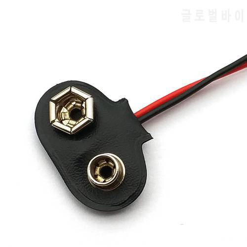 9V Battery Button Holder 9V Battery Button Connection 9V Battery Clips Connector Buckle Black Red Cable 15cm