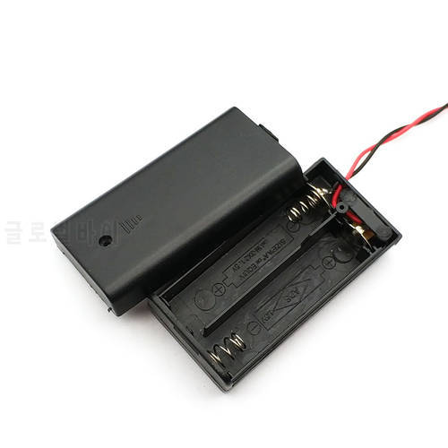 2AA 3V Black Battery Holder Connector Storage Case Box ON/OFF Switch With Lead Wire lightweight