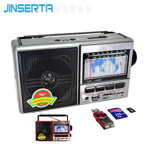 JINSERTA FM/AM/SW World Band Radio Receiver MP3 Player with Band Display Screen Support U Disk/SD Card/TF Card Play