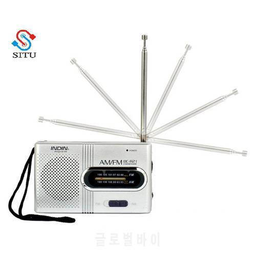 Universal BC-R21 Portable Mini AM FM Radio Stereo Speakers Music Player Dual Band Receiver Channel 88-108MHz Antenna