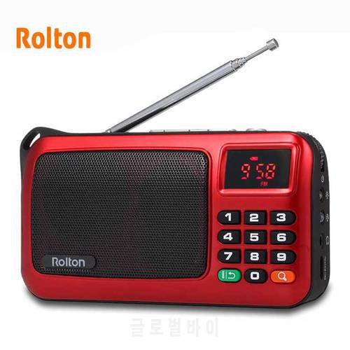 Rolton W405 Portable FM Radio USB Wired Computer Speaker HiFi Receiver LED Display Support TF Play With Flashlight Money Verify