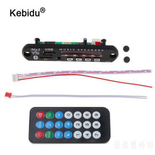 kebidu Wireless Bluetooth 5V 12V MP3 WMA Decoder Board USB Car Audio TF FM Radio Module MP3 Player with Remote Control For Car