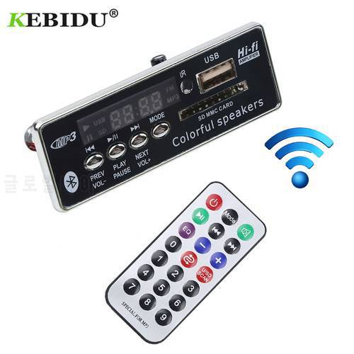 Kebidu Car USB Bluetooth MP3 Decoder Board Hands-free MP3 Player Integrated Module with Remote Control USB FM Aux Radio for Car