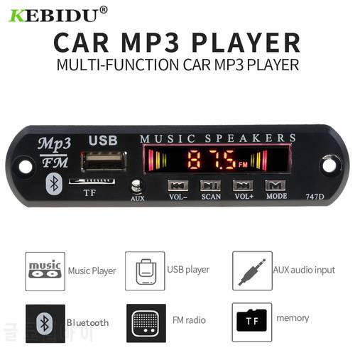 Kebidu MP3 Player Decoder Board FM Radio TF USB Bluetooth Receiver 3.5 mm AUX Module Car kit Audio for IPhone 8 XS Xiaomi MI