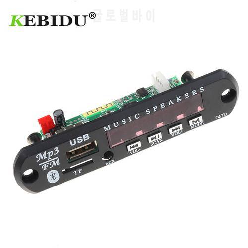 kebidu Wireless Bluetooth MP3 Decoder Board Module 12V for Car Audio USB TF FM Radio AUX + Remote Control for iPhone Huawei
