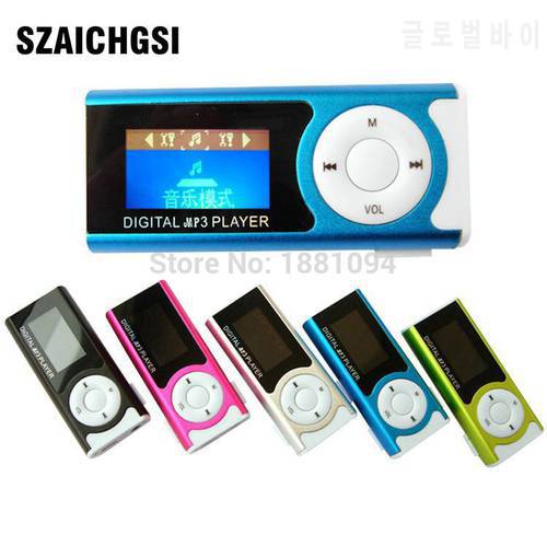 SZAICHGSI Shiny Mini USB Clip LCD Screen MP3 Media Player Support TF CARD wholesale 50pcs/lot