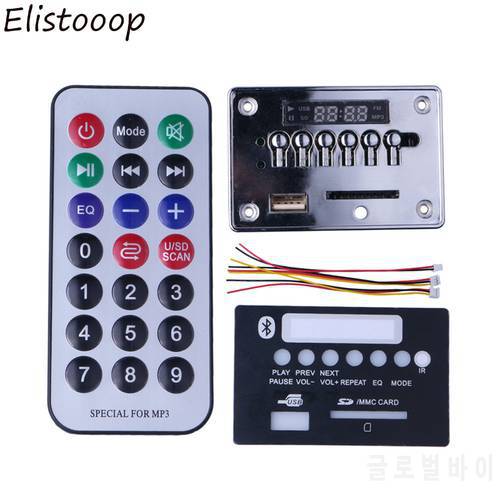 Elistooop Hands-free Bluetooth MP3 Decoder Board Module Car USB MP3 Player Integrated Remote Control USB FM Aux Radio for Car