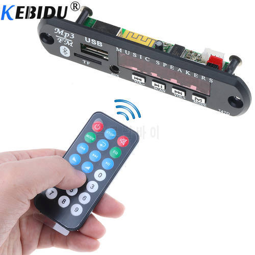kebidu Wireless Bluetooth DC 5V 12V USB FM TF Radio MP3 Decoder Board Module Audio MP3 Player For Car Remote Music Speaker Phone
