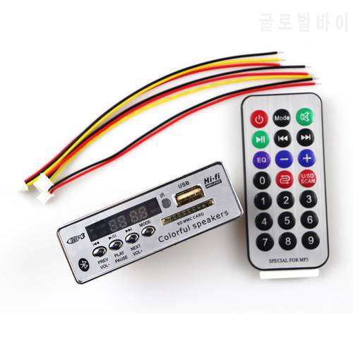 Car Bluetooth MP3 Decoding Board Module Wireless Car USB MP3 Player SD Card Slot / USB / FM / Remote Decoding Board Module 12V