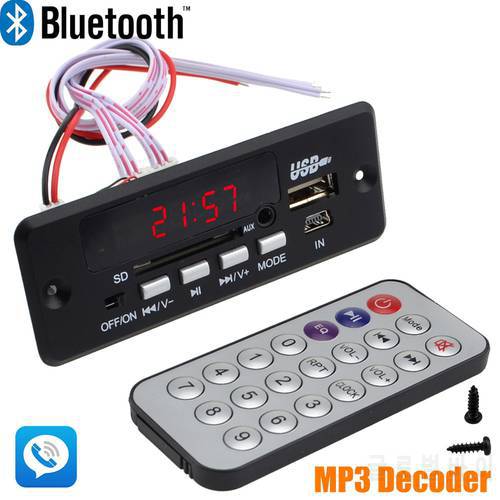 Brand New 10pcs/lot DC 7~12V Car Handsfree Bluetooth MP3 Decoder Board FLAC WAV with CLOCK Function+FM Hands-Free-10001042