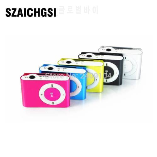 SZAICHGSI Mini Clip MP3 Player Cheap Colorful mp3 Players with Earphone, USB Cable, Retail Box, Support Micro SD/TF Card 100pcs