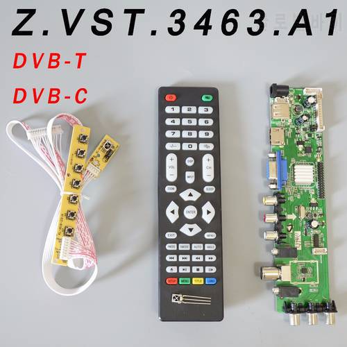 Z.VST.3463.A1 V56 V59 Universal LCD Driver Board Support DVB-T2 TV Board+7 Key Switch+IR