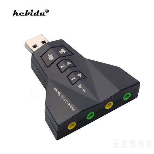 kebiduHigh Quality 2 in 1 3D External Dual USB Audio Sound Card Digital Dual Virtual 7.1 USB 2.0 Audio Adapter Double Sound Card