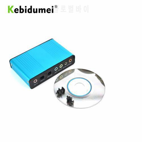 KEBIDU Blue 6 Channel External Sound Card 5.1 Surround Sound USB 2.0 External Optical Audio Sound Card Adapter for PC Laptop