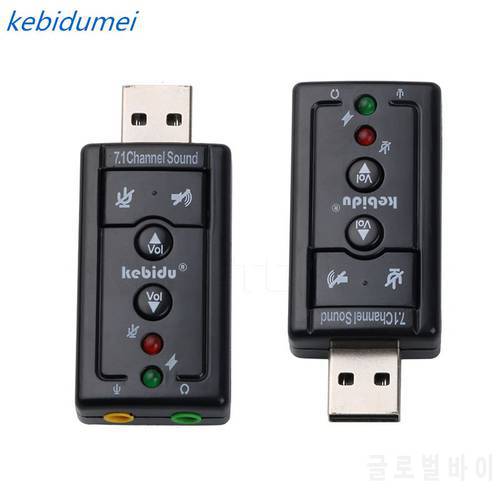 kebidu External USB VIRTUAL 7.1 Channel 3D Speaker Audio Microphone Sound Card Mic Adapter 3.5mm Jack Stereo Headset Converter