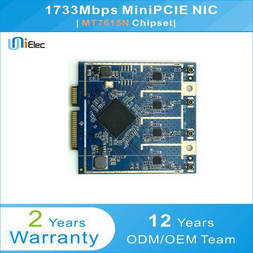 MTK MT7615N 4x4 802.11ac Wave2 1733Mbps MiniPCIE NIC PCBA ODM OEM MT7615 WiFi Custom Board