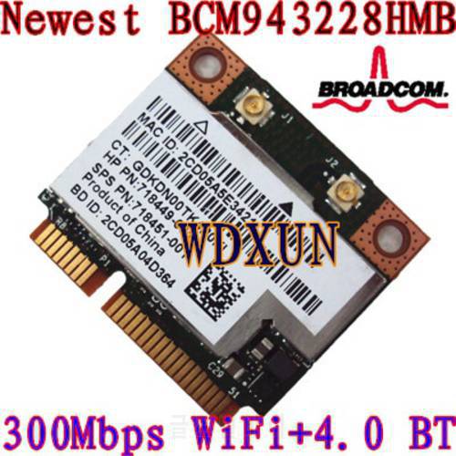 Broadcom Dw1530 Bcm943228hm4l 300m Notebook Wireless N Mini Pcie Half Wifi Card For Dell 300mbps 802.11abgn Internal Module