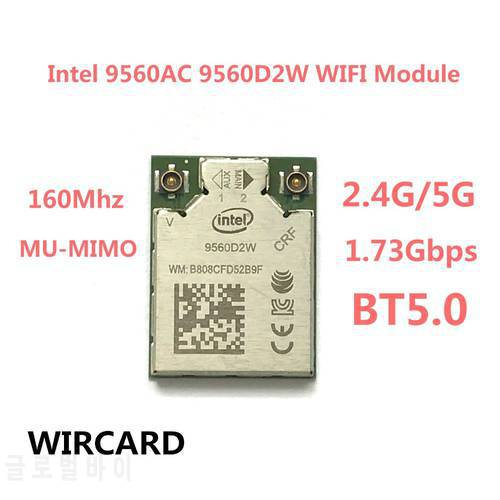 Dual Band 1.73Gbps Wireless For Intel AC 9560 9560D2W NGFF Key E Wifi Card 9560AC 802.11ac BT 5.0 Laptop for Windows 10