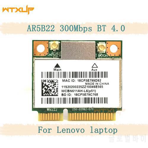Atheros AR9462 AR5B22 802.Dual Band 300Mbps BT4.0 WLAN WiFi card for Lenovo Y400 Y500 Y410P S215 U330 U430