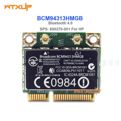 Wireless Adapter Card Broadcom BCM94313HMGB bcm94313 Wlan Card 802.11b/g/n Bluetooth 4.0 SPS 600370-001 For HP For DELL laptop