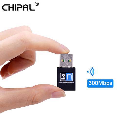 CHIPAL Mini USB WiFi Adapter 300Mbps Wireless Network Card 802.11n 2.4GHz Antenna LAN Ethernet Wi-Fi Receiver for PC Computer
