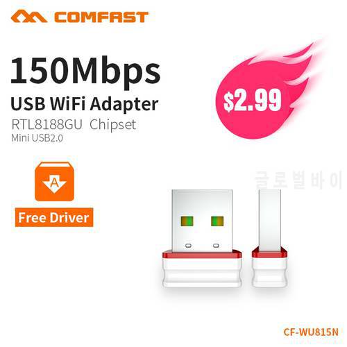 COMFAST Wifi Adapter Mini Wireless Network Card 150Mbps AP Function 2.4G Windows PC Receiver Wifi Dongle Plug And Play CF-WU815N