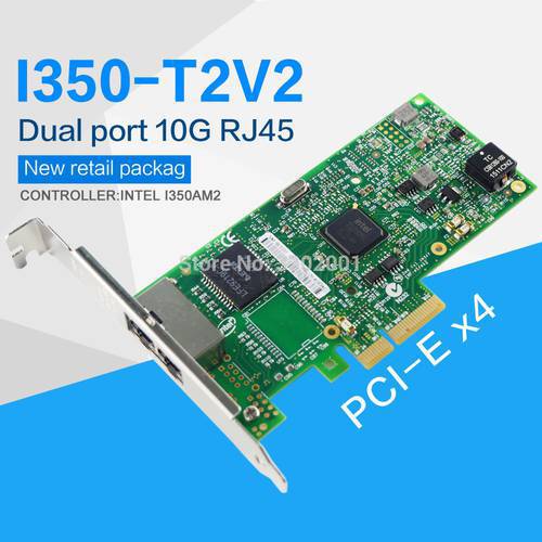 FANMI I350-T2V2 PCI-E 4X Server Dual RJ45 Port Gigabit Ethernet LAN Intel i350AM2 1G Network Card