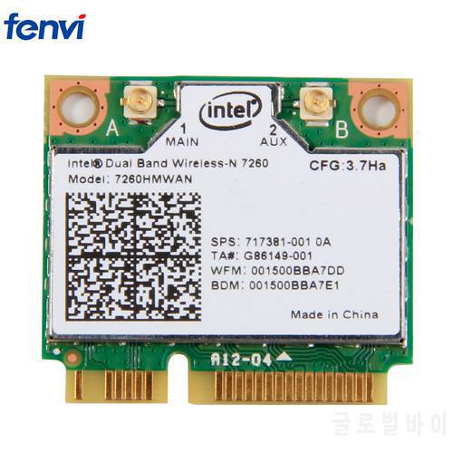 Wifi Adapter Wireless for Intel 7260HMW AN Mini PCI-E Wifi Card 300Mbps Dual band 802.11agn 2.4G/5Ghz Bluetooth 4.0 for Laptop