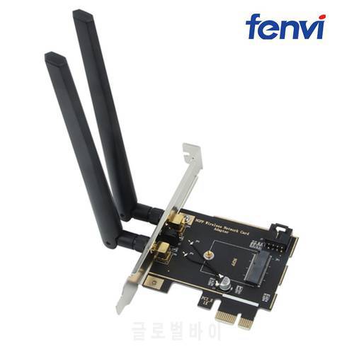 M.2 To PCI Express 1X AX210 Wireless Adapter Converter with 2x Antenna NGFF M.2 WiFi Bluetooth Card For Intel AX200 9260 8265